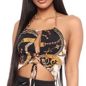 Pattern chain halter top